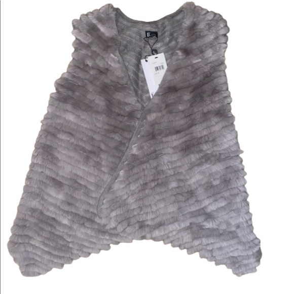 Love Token Genuine Rabbit Fur Vest In Grey -Size M